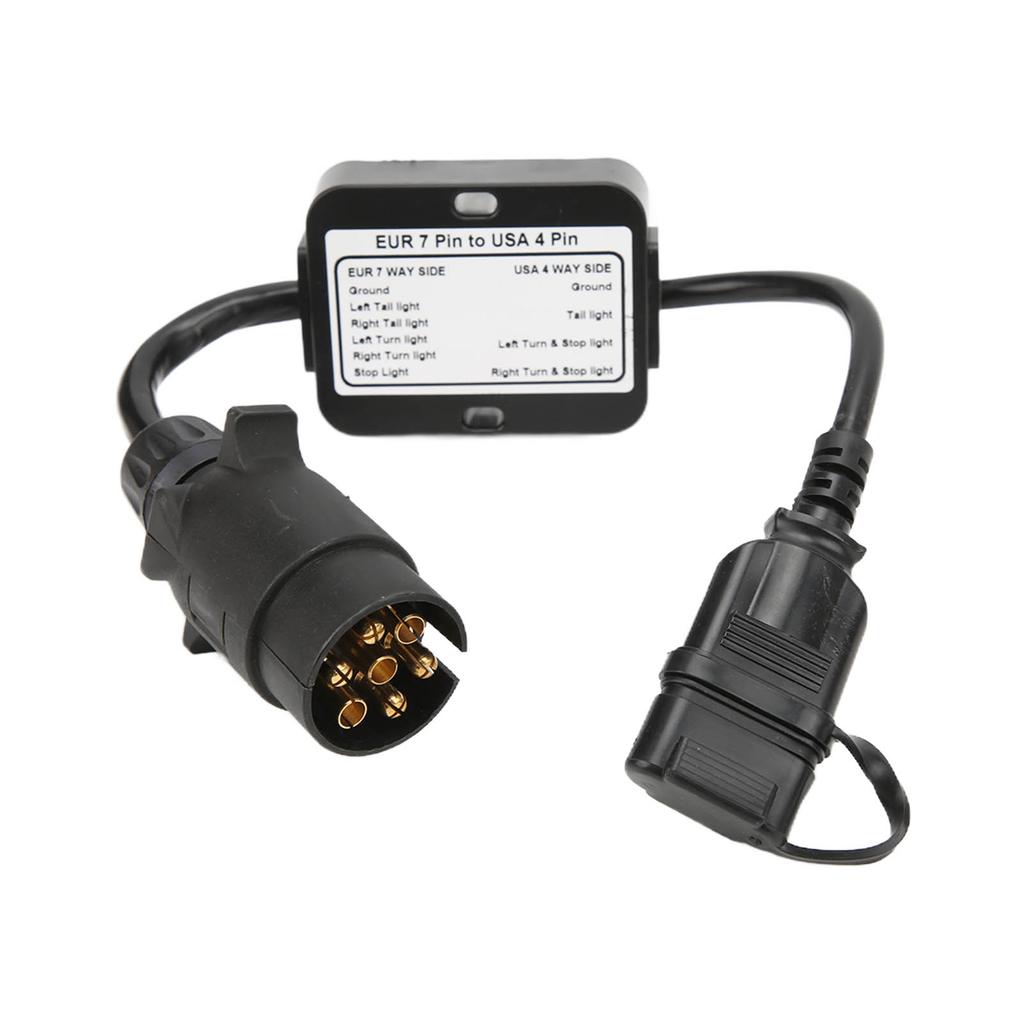 Trailer Connector European 7 Pin to American 4 Pin Taillight Circuit Converter for Caravan Boat Trailer