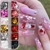 1 Box 12 Color Hearts Nail Glitter Love Nail Sequins  Rose Nail Flaking Sparkly Glitter Flaking Shiny Nail Glitter Valentine Nail Sequins Glitter