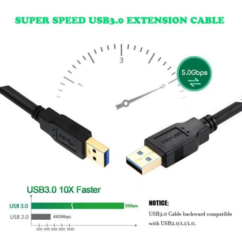 USB 3.0 Male To Male Cable 3m USB Type A To Type A XBOHJOE Male To Male USB Gold Plated Connector Compatible with HDD Enclosure, Car MP3, Radiator Etc