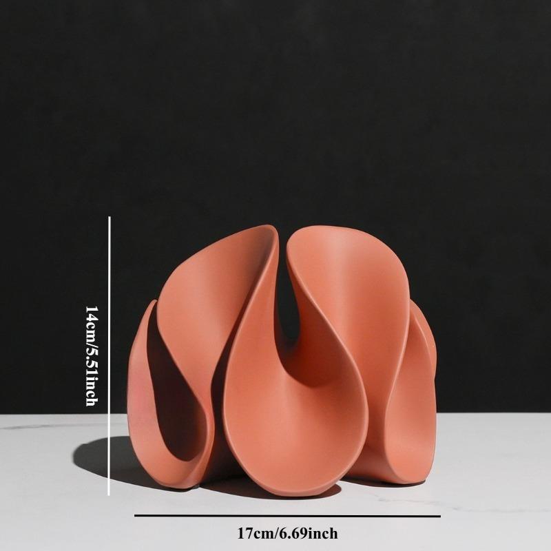 White/Blue/Red Geometric Petal Shape Abstract Hollow Sculpture Resin Artwork Home Decoration Small Statues