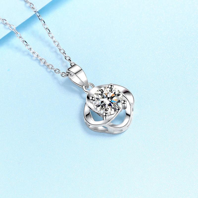 Valódi S925 ezüst nyaklánc 1 karátos moissanite gyémánt esküvői nyaklánc magas platinával bevont ékszer barátnőknek ajándék