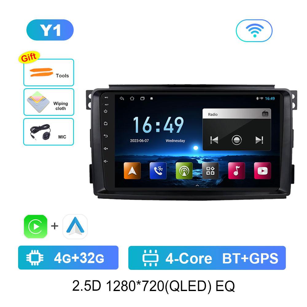 Android 14 Car Radio Multimedia Player for Mercedes Benz Smart Fortwo 451 2010 - 2015 GPS Navigation WiFi HD Screen Auto Tools