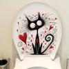 Funny Creative Fluffy Black Cat with Heart Valentine‘s Day Wall Stickers, Hand-drawn Style Self-Adhesive Decor for Home Decoration