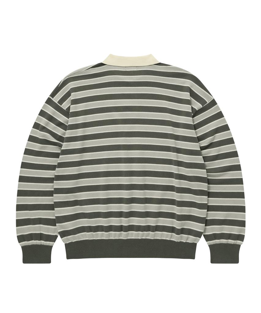 COVERNAT Striped Collar Knit Gray