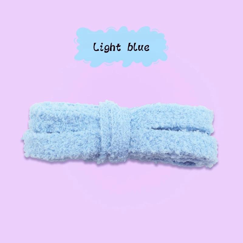 1Pair Flat Shoelace Fluffy Shoelaces 1.5cm Width Plush Rope Shoe Laces 100/120/140/160CM for Woman Man Shoes Accessories Fashion