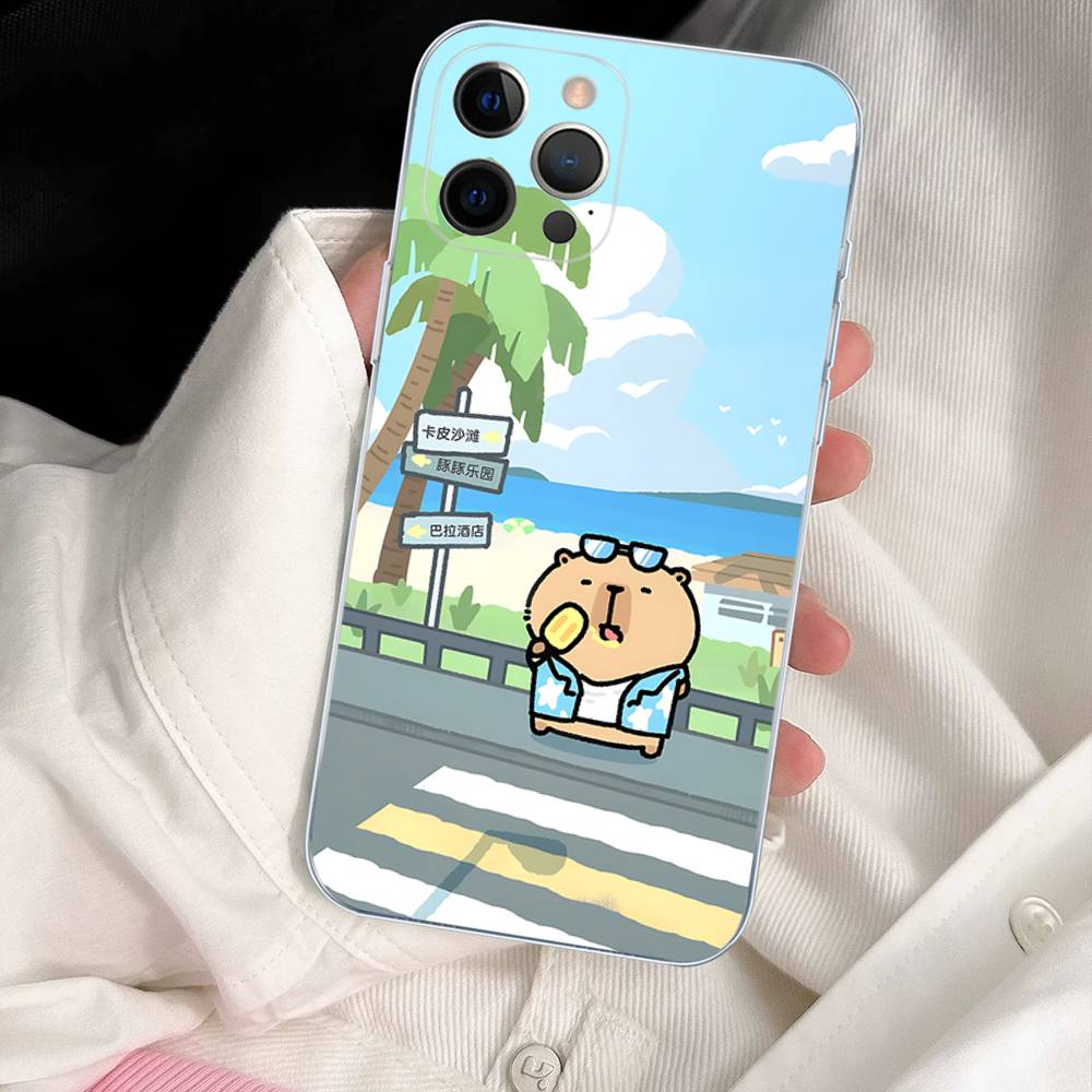 

Cartoon Capybara Transparent Soft Phone Case For IPhone 15 12 14 16 17 13 Plus 11 Pro Max 13 Pro iPhone 11