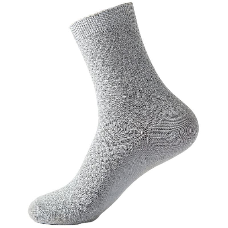 Men's Black Bamboo Fiber Summer Socks - Breathable, Sweat-Absorbent Mid-Calf Business Casual.