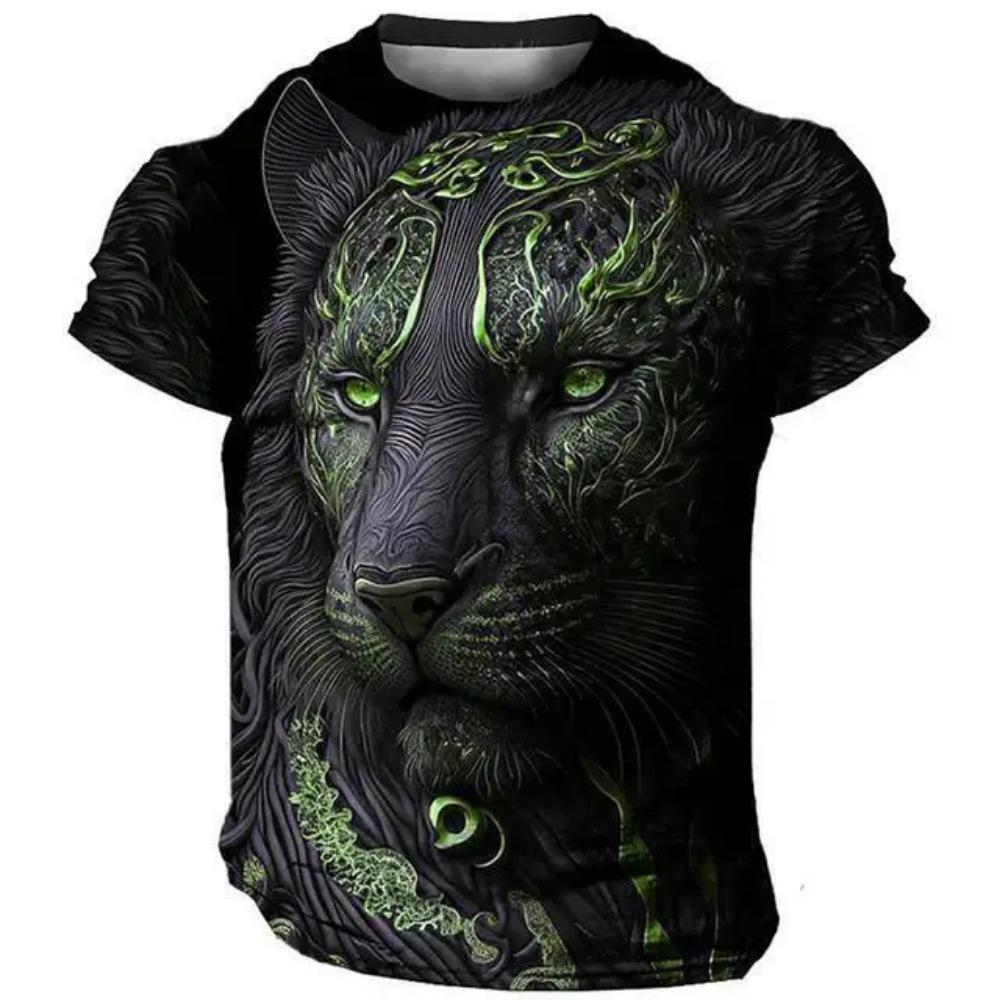 2025 New Domineering Lion 3D Print Men's T Shirts Summer Casual T Shirt Animal Pattern Top Harajuku Man Oversized Streetwear