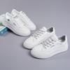 Ladies' 2025 Lightweight White Leather Height-Boost Sports Casual Shoes - Breathable Soft Thick Sole for Spring & Autumn