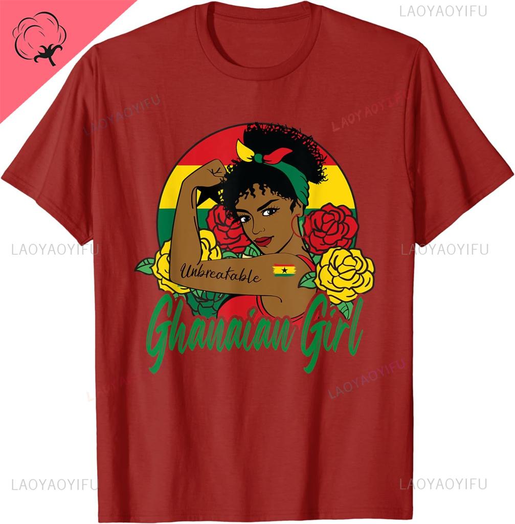 Ghanaian Girl Ghana Woman Ghanaians Flag T-Shirt Flag T Shirts Summer Graphic Cotton Streetwear Birthday Gifts Tee Mens Clothing