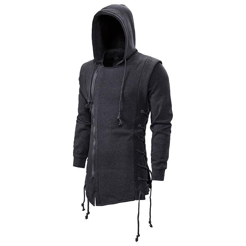 New Trendy Men's Sweater Dark Hooded Loose Coat