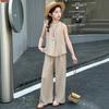 5-14 Years Girls' Summer Outfit Fashion Sleeveless Top and Wide Leg Pants Thin 2-Piece Casual Cool Kids Set