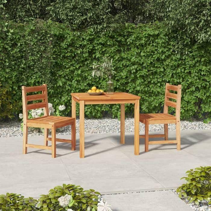 VidaXL Ensemble à manger de jardin 3 pcs Bois de teck massif, meubles de jardin, meubles d'extérieur, table et chaise de 3157177