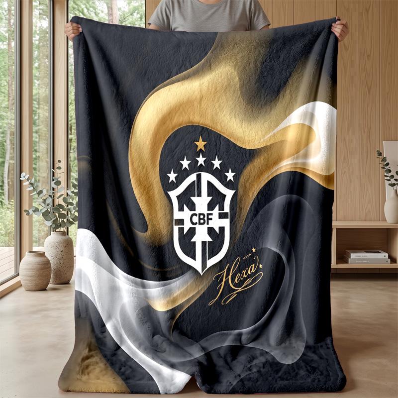 Coperta in Flanella Stampata Calcio Brasile Amica della Pelle Calda Decorativa Plaid per Divano Letto Interno Uso Quotidiano