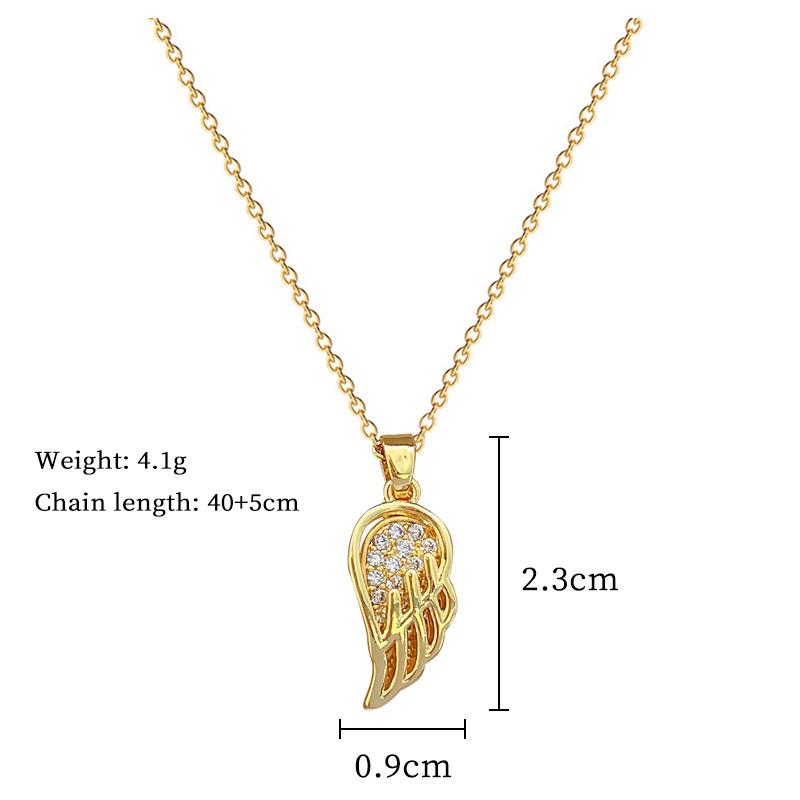 Stainless Steel Chain Fashion Shiny Zircon Wings Pendant Necklace for Women Lady Vintage Gold Color Jewelry Accessories Gifts