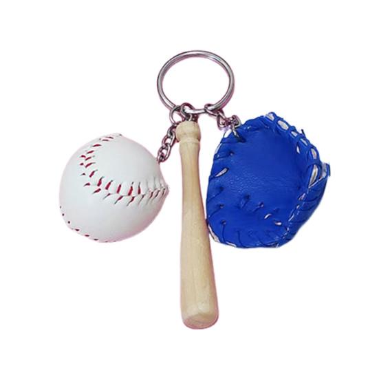 Baseball Keychain Pendant Zinc-Iron Alloy Wood Faux Leather Baseball Bat Cap Team Gift Baseball Fan Accessory