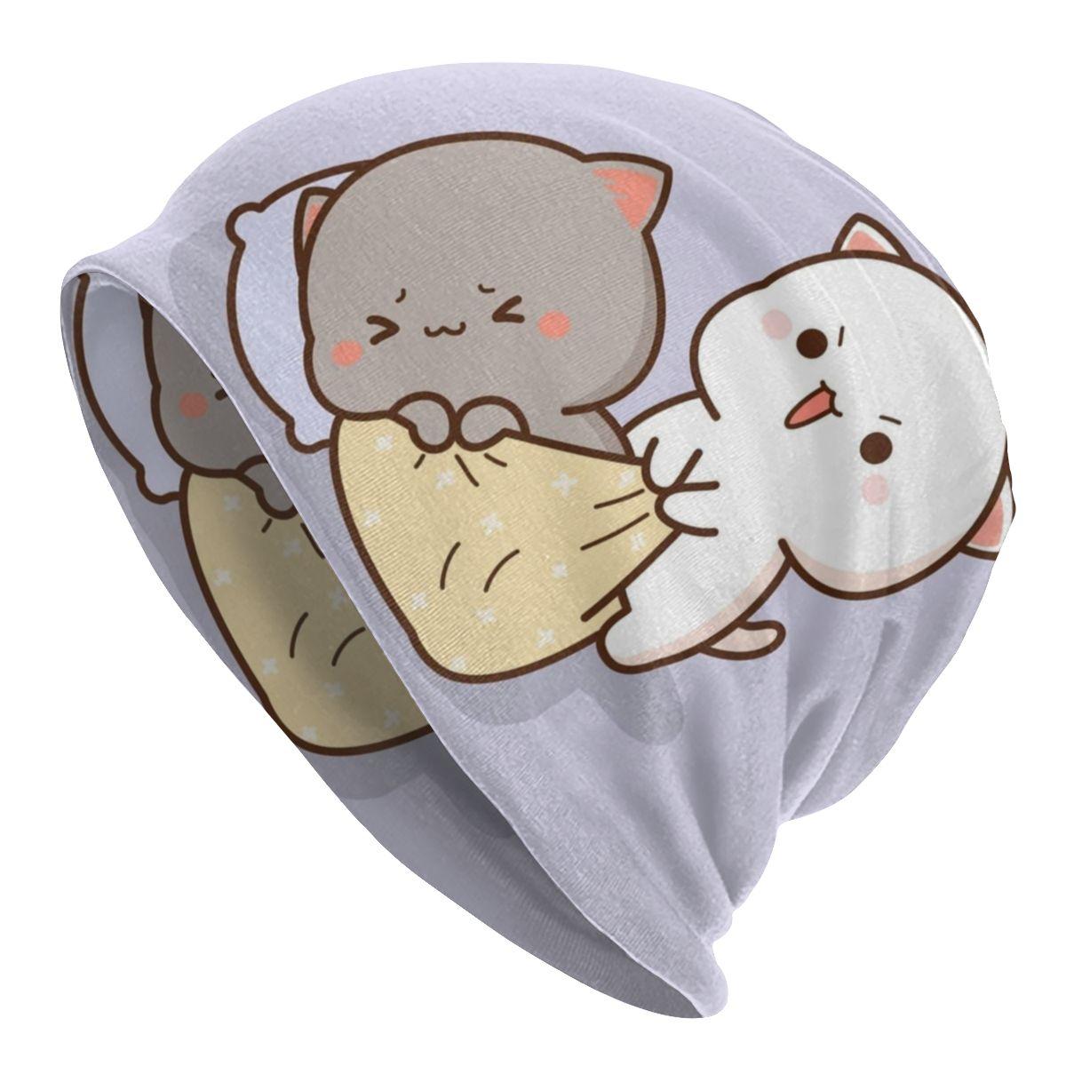 

Женская шапка-бини с напуском персикового цвета на заказ, унисекс, милые моти, кот, хиппи, вязаные шапочки Skullies, шапка для уличных лыж One Size