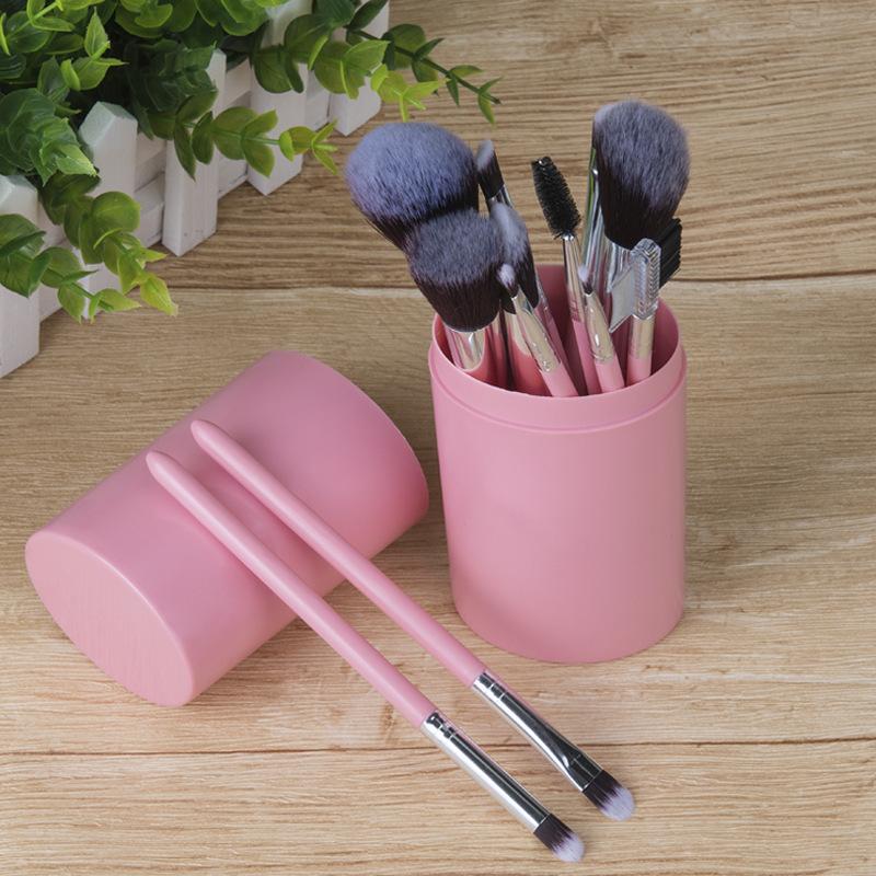 12 makeup brushes cover brush loose powder eyeshadow brush portable plastic cylinder beauty tool