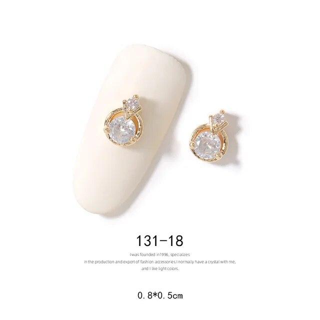 2pieces 3D Metal Zircon Nail Art Jewelry Japanese Nail Decorations Top Quality Zircon Crystal Manicure Zircon Diamond Charms
