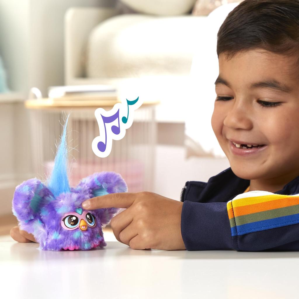 Hasbro Furby Furblets Groovy Mini Friends, 45+ sounds, Furby language only, electric stuffed toy, for ages 6 and up, Purple G1400, Authentic