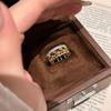 French Retro Rings for Women Luxury Diamond Line Band Vintage Stackable Minimalist Jewelry Gift