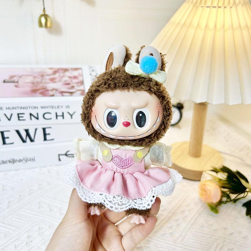 17cm Labubu Doll Clothes: Ice Cream Overalls - Cute Pendant Blind Box