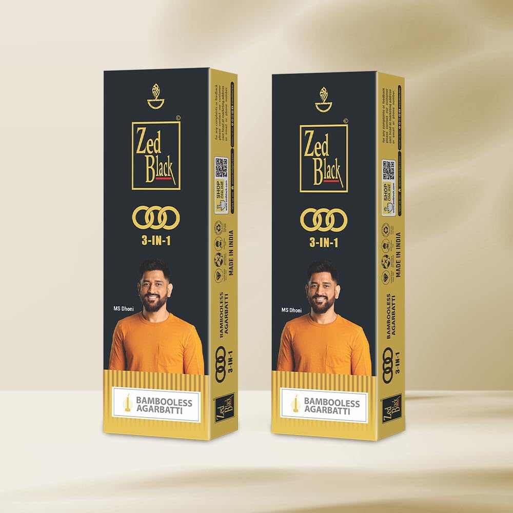 Zed Black 3in1 Bamboo Less Incense Sticks Pack of 2 (100gm X 2 = 200gm)  Long Lasting Fragrance for Home Meditation Relaxation