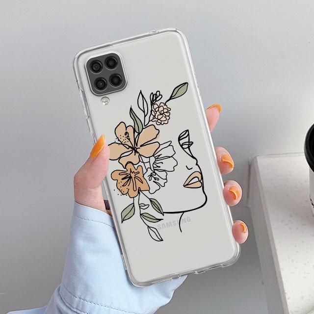 

Прозрачный чехол Love Line с цветком для Samsung Galaxy A52 A12 A51 A32 A21s A71 A32 A22 50 A70 A31 A72 5G, чехол для телефона Samsung A73 5G