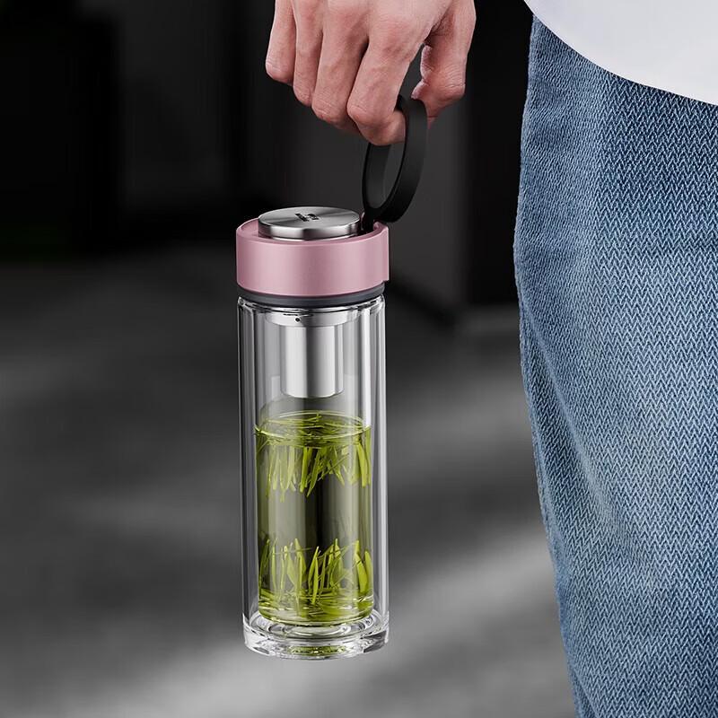 Wanxiang Double-Layer Portable Glass Water Bottle
