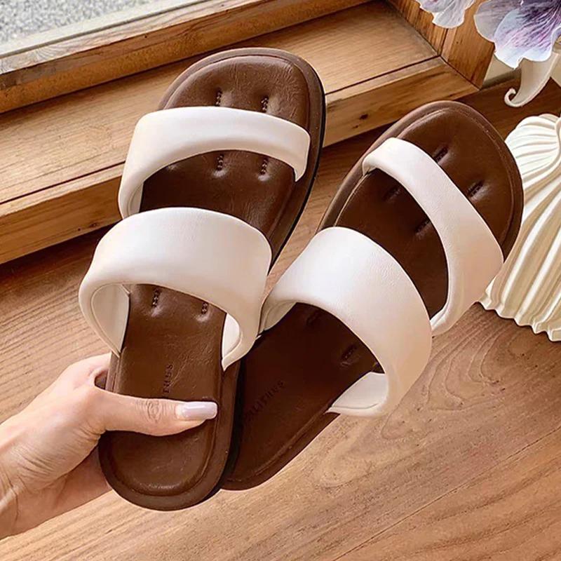 Fashion Flats Women Slippers Walking Cozy Shoes Casual Dress Woman's Sandals Summer 2025 Fashion Flip Flops New Dress Sandalias De Mujer