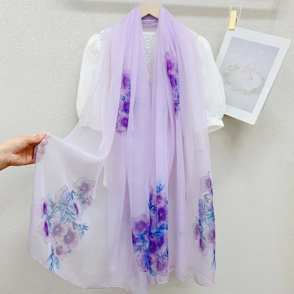 Stoles Wraps Silk Scarf Foulard Female Scarves Wraps Hijab Bandana Women Large-size Beach Shawls Muslim HijabsTravel Sunscreen