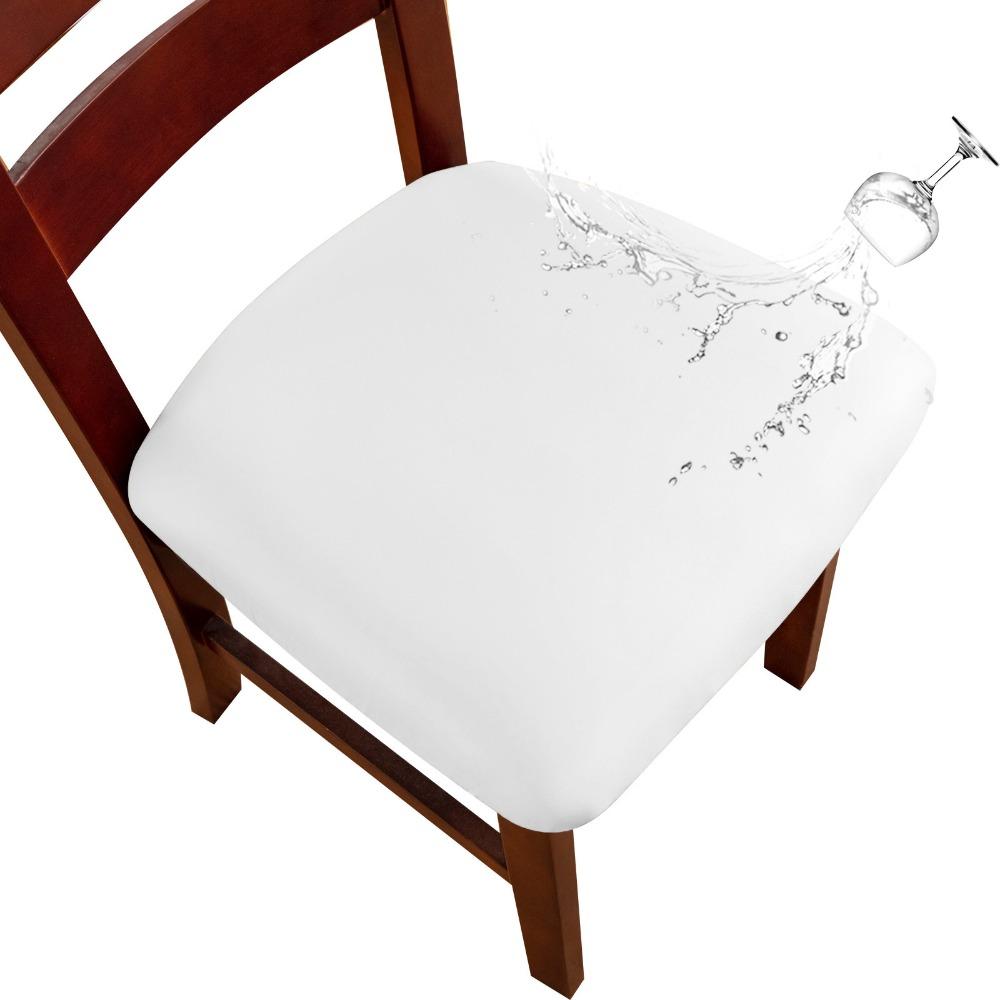 Stretchable Chair Cushion Cover PU Fabric Stool Cover Solid Color Seat Cover