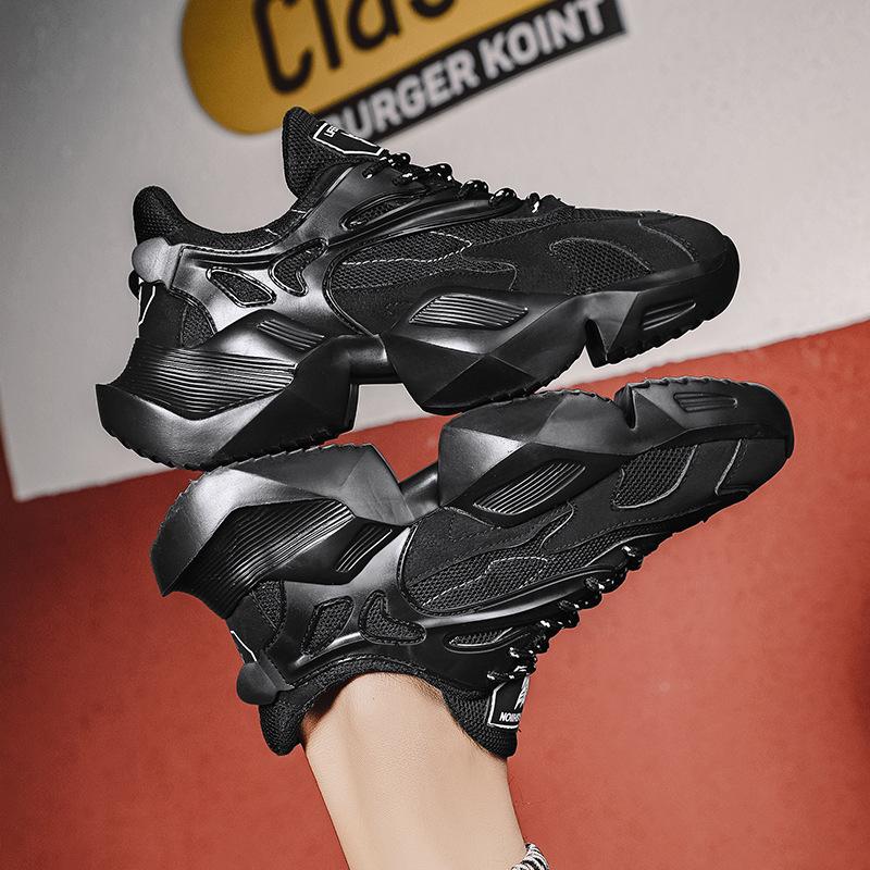Men's Shoes 2021 Summer Breathable Sports Casual Running Teen Tide Shoes Heightening Black Dad Shoes
