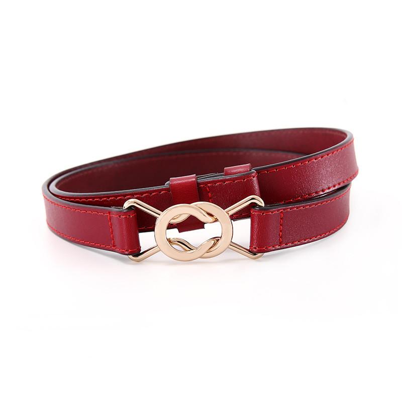 

Leather Waist Belt For Women With Double Ring Buckle Stylish Fashion Accessory For Daily Wear красный