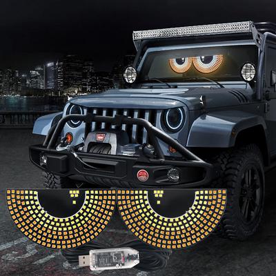 Luz LED Ojos de Diablo Lámpara de Señal de Advertencia para Coche Panel de Píxeles Matriz Ojos de Diablo Pantalla de Animación Decoración USB para Parabrisas de Coche