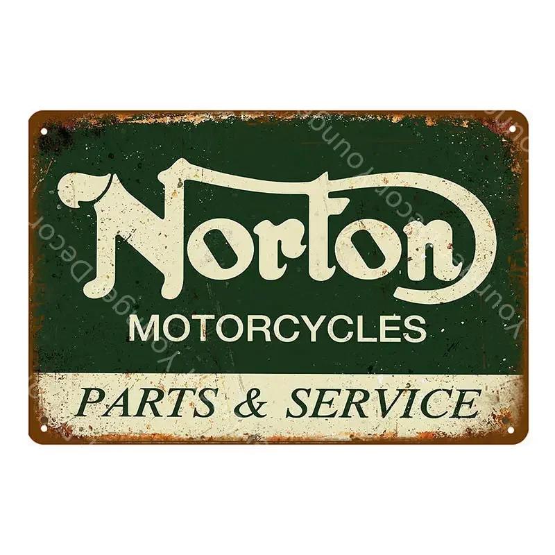 Retro BSA Motorcycles Metal Plate Norton Indian Tin Signs Vintage Metal Poster Garage Decor Club Pub Bar Wall Decoration YJ175