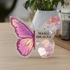 Butterfly-Shaped Acrylic Sign Table Decor - Contemporary Polish Floral Design with Pink & Purple Butterflies, Mother's Day Gift