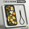 Flowers Fruits Print Lanyard Case For iPhone 18 Pro Max Shockproof Bumper Soft Silicone Cover For iPhone 17 16 15 14 13 Pro Max 17E