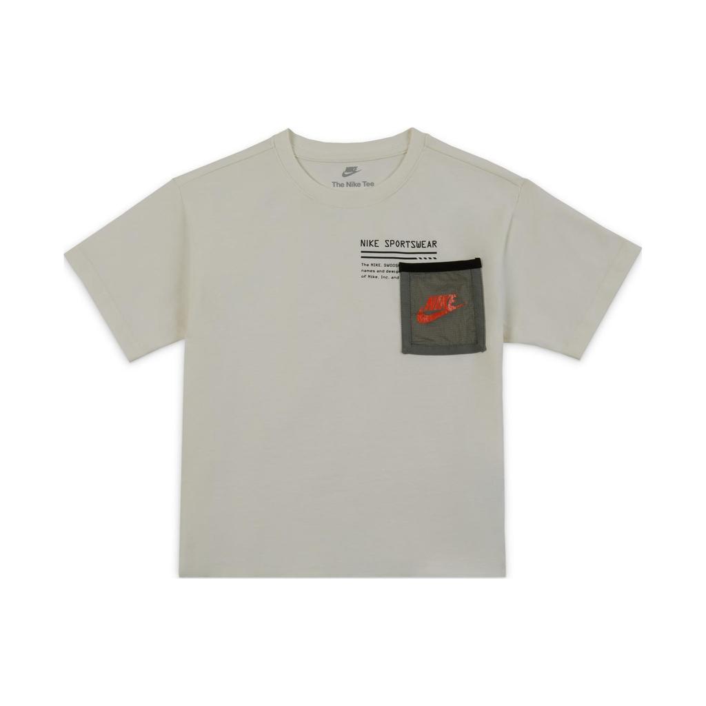 Nike T-Shirt Letter Logo Round Neck Short Sleeve Kids Tops Sail-White HF2128-133