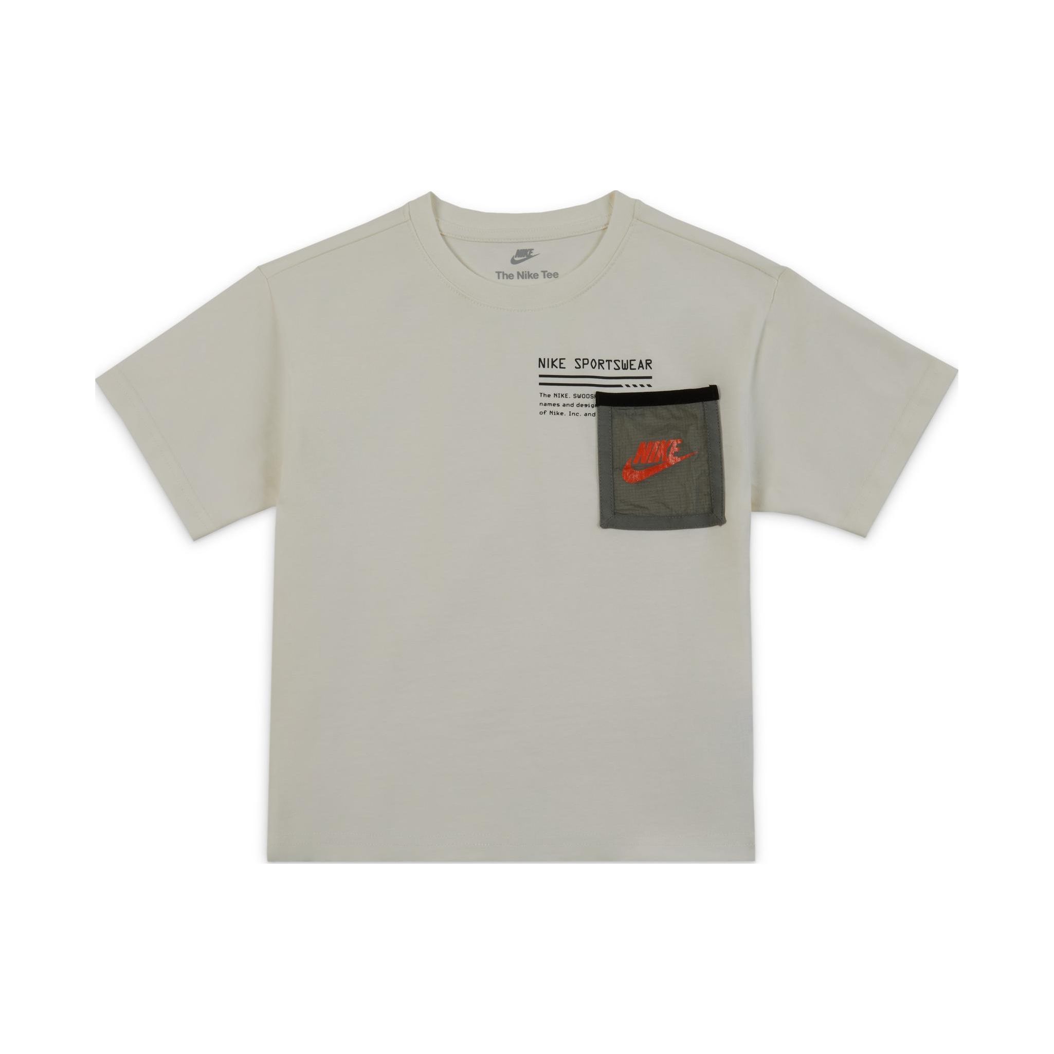 

Nike Футболка с буквенным логотипом, круглым вырезом, коротким рукавом, детские топы, парусиново-белый HF2128-133 XS