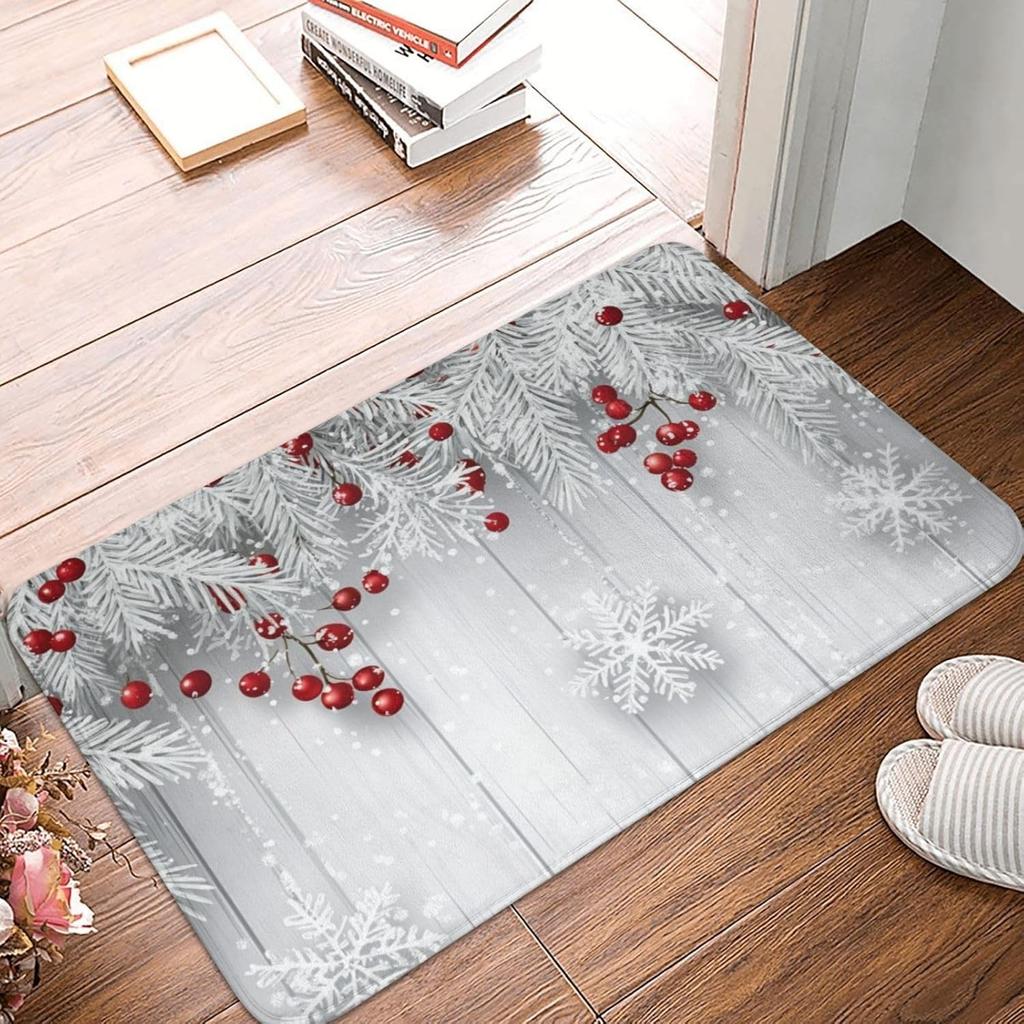 Christmas Decorative Carpet Christmas Snow Scene Snowman Welcome Floor Mat Home Decoration  Happy New Year