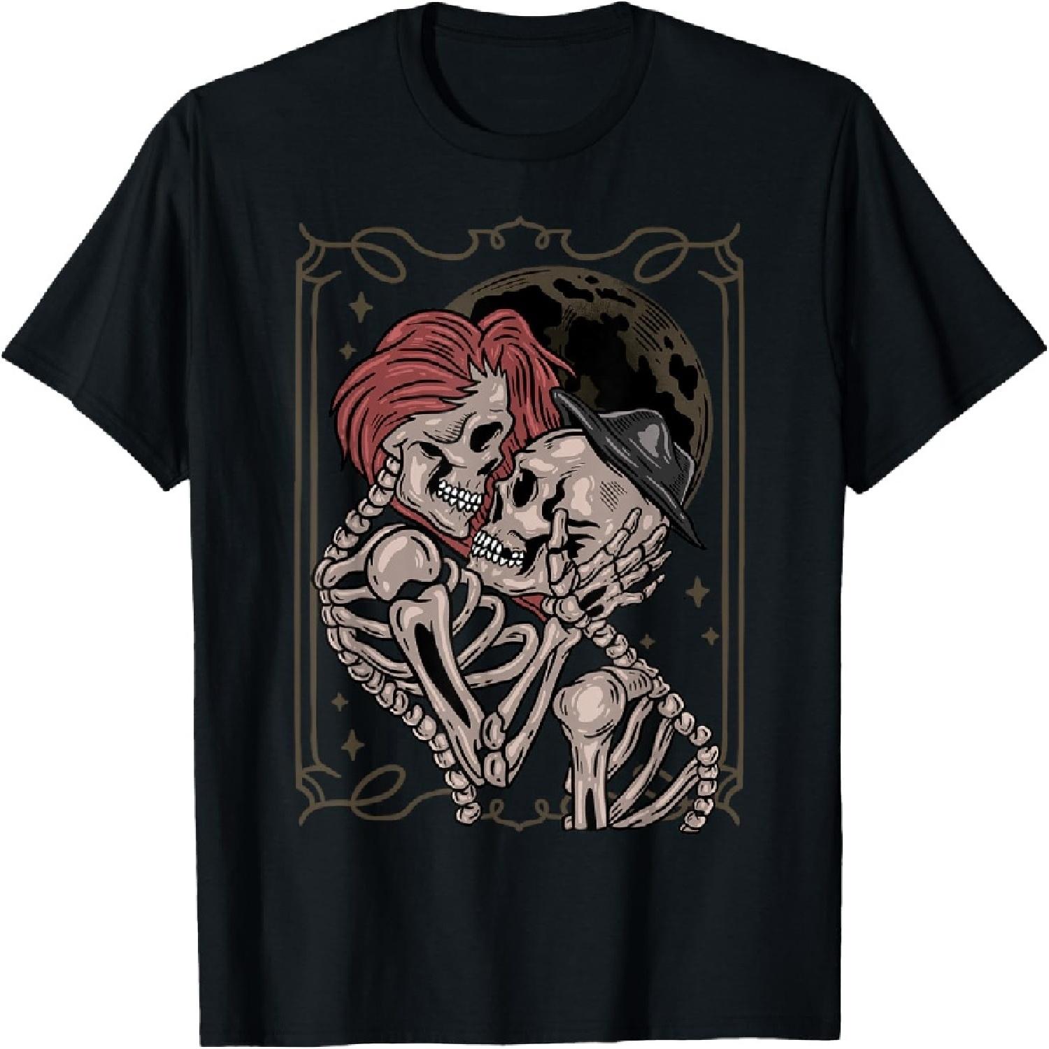 The Lovers Tarot Card Moon Goth Skeleton Gothic Skull Occult T-Shirt XXXXXL разноцветный