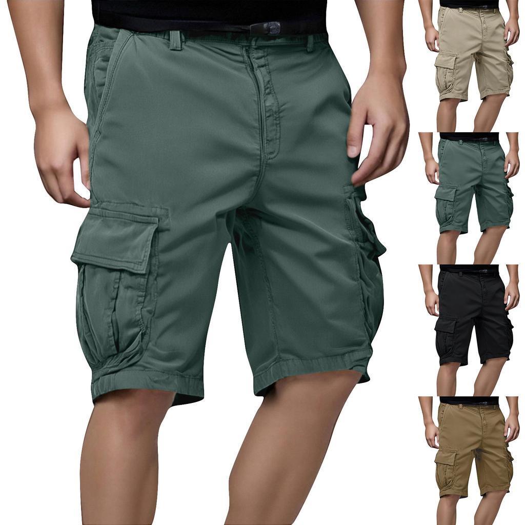 Men's Casual Color Outdoors Pocket Beach Work Trouser Cargo Shorts Pant
