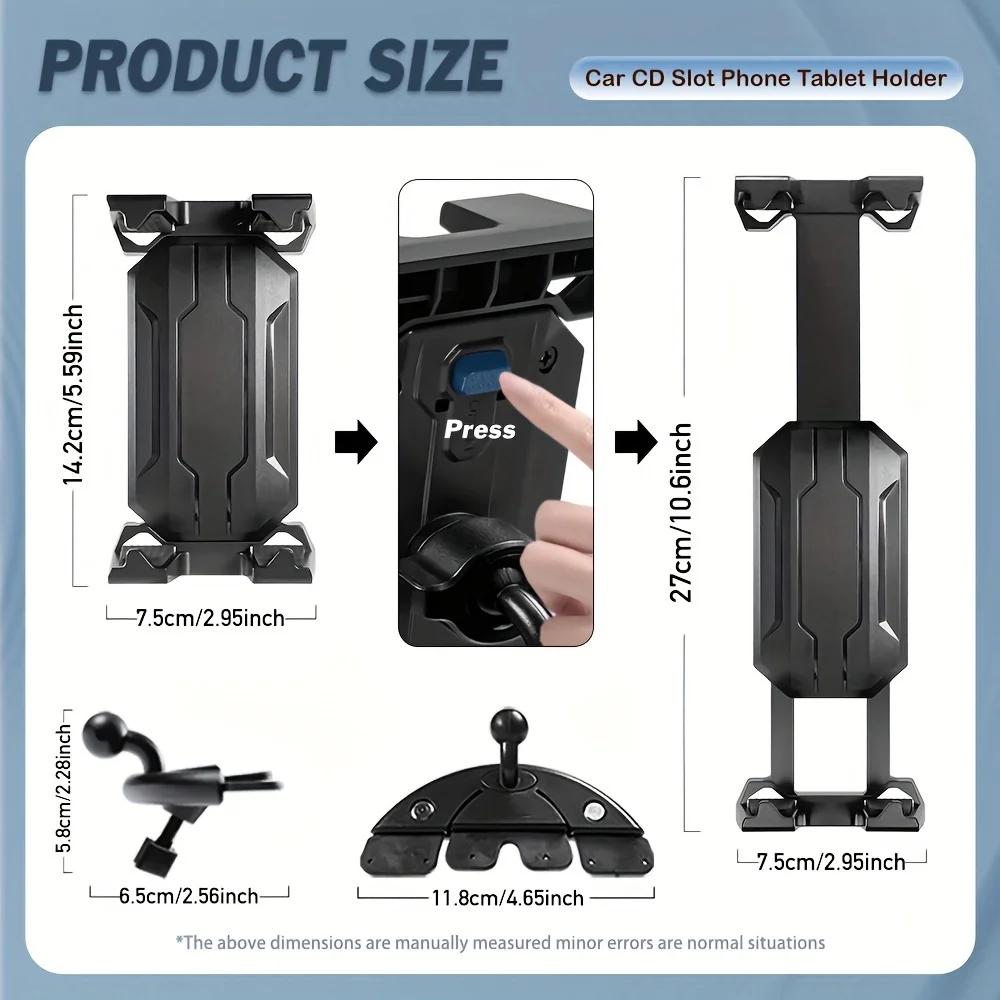 Car Phone Holder for CD Slot 4-11 In, Universal 360° Rotating CD Slot Tablet Mount Car Stand Compatible with Galaxy Tab