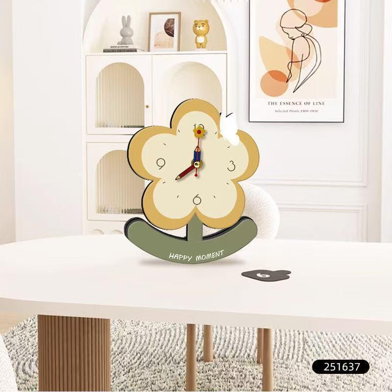 Silent Cartoon Flower Clock: Creative Decorative Ornament for Living Room or Bedroom