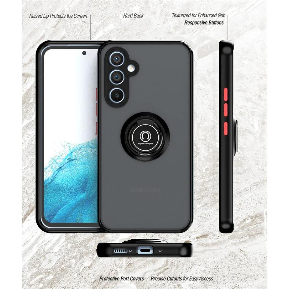 Armor Magnetic Matte Holder Case for Samsung Galaxy A55 A53 A50 A15 A35 A51 A91 A90 A33 Cover Ring  Stand Shockproof Business Full Protection Cover