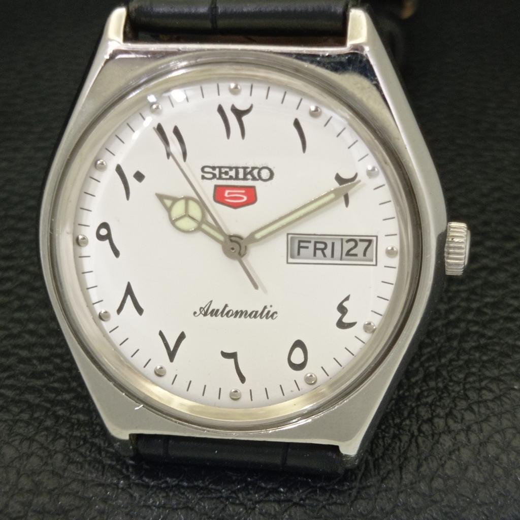 AUTOMATIC VINTAGE SEIKO 5 JAPAN 6309A MENS ARABIC WHITE DIAL WATCH a701221-5 R206a-a701221