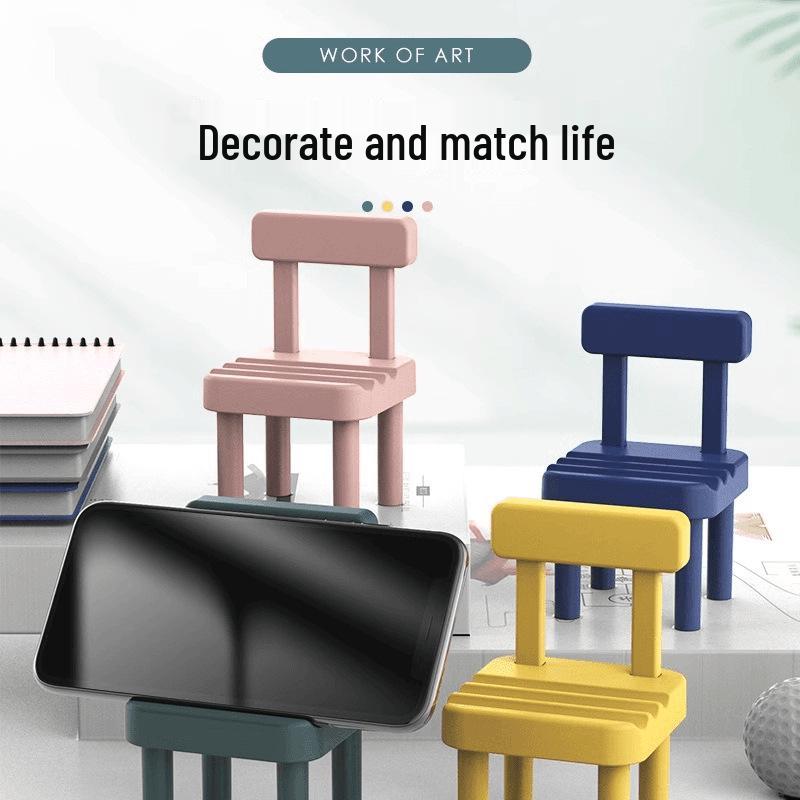 Cute Cartoon Phone Holder Chair with Floor-Standing Ornament Base