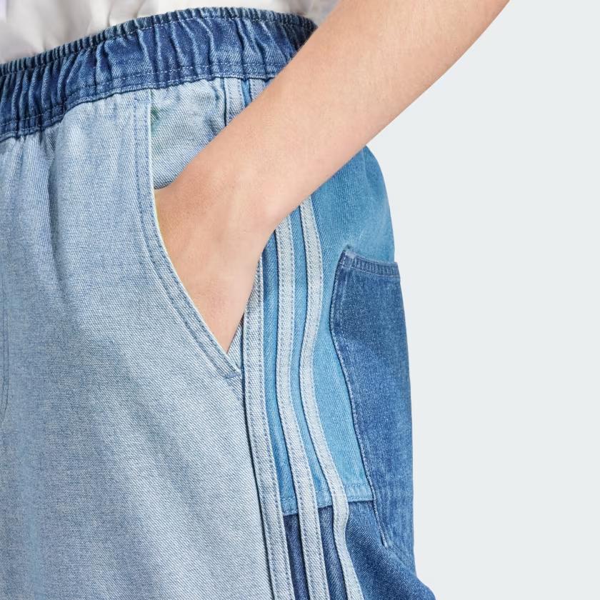 Adidas Originals Kseniaschnaider Patchwork Jeans With Elastic Waist And Wide Legs Women Bottoms Light-Blue IU2463
