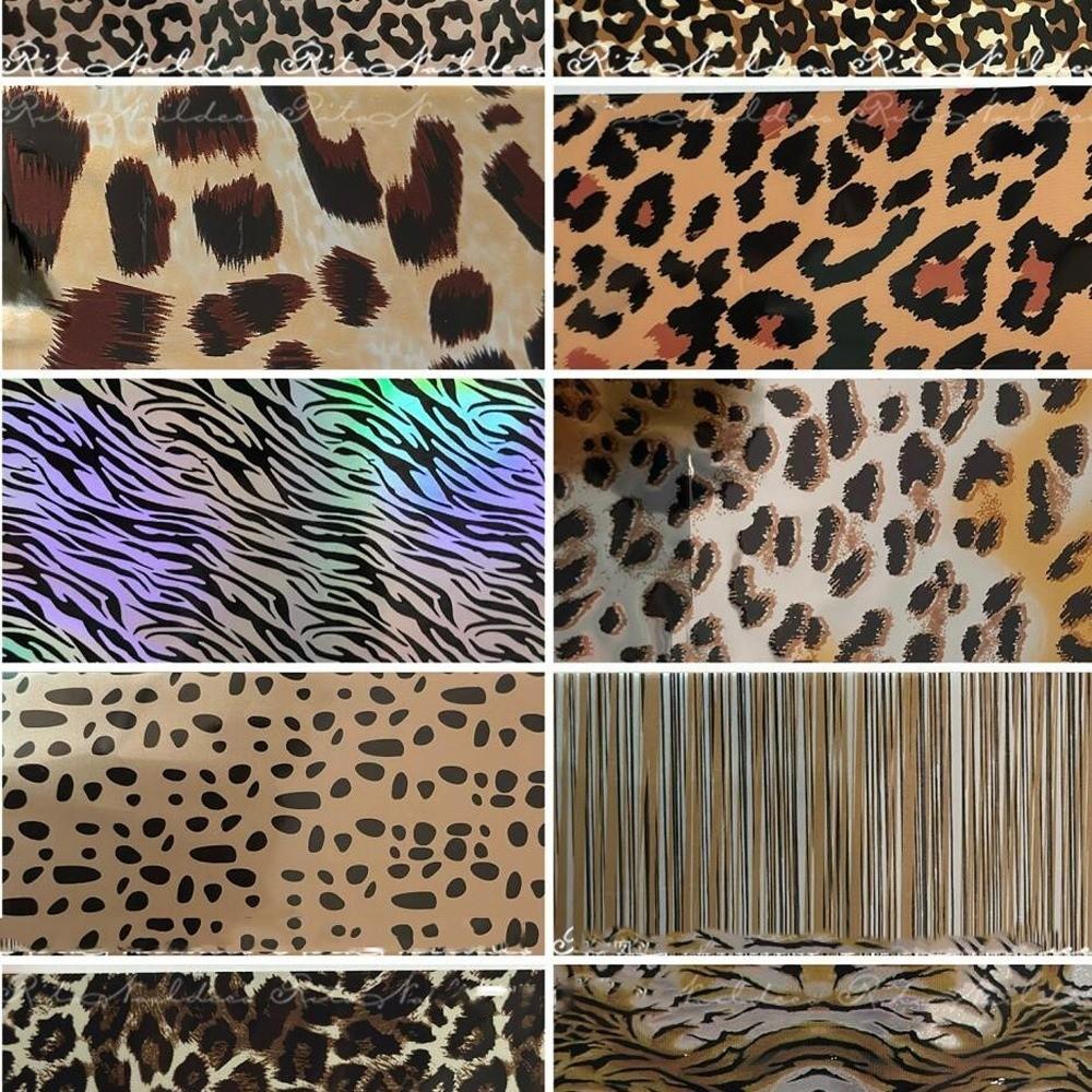 Lace Design Nail Foils Stripe Pattern Black White Nail Stickers Leopard Print Sequin Effect Nail Decorations Manicure DIY